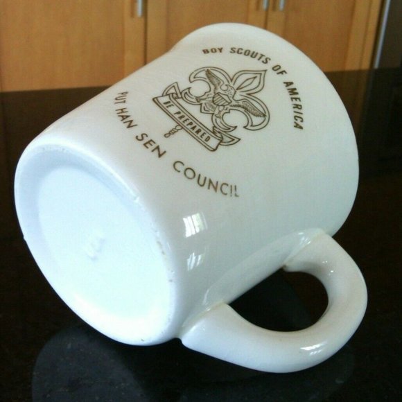 Vintage BSA Boy Scouts of America Coffee Mug Gold Trim Cup Put Han Sen Council - Picture 8 of 16